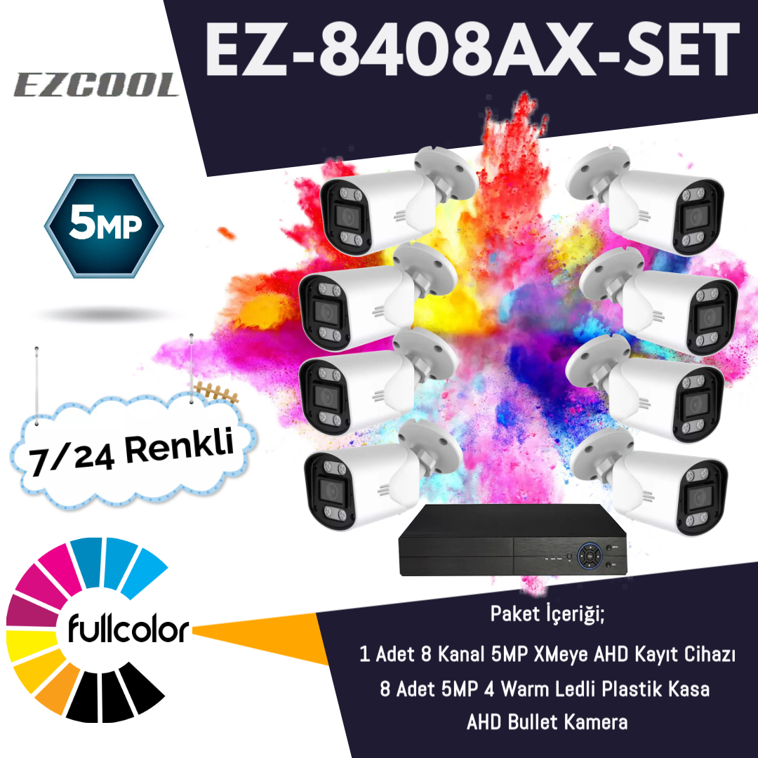 EZCOOL%20EZ-8408AX-SET%205MP%20FULLCOLUR%207/24%20RENKLİ%208Lİ%20SET