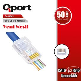 QPORT%20Q-J600Y%20CAT6%2050%20LİK%20PAKET%20EZ-RJ45%20YENİ%20NESİL%20KONNEKTÖR