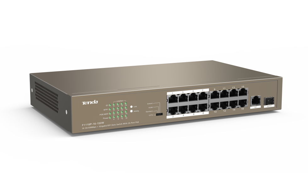 TENDA TEF1118P-16-150W 16PORT 10/100 YÖNETİLEMEZ POE SWITCH