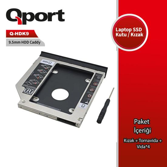 QPORT Q-HDK9 2.5’’ HDD/SSD UYUMLU CEVIRICI 9.5’’ OPTIK SATA KIZAK